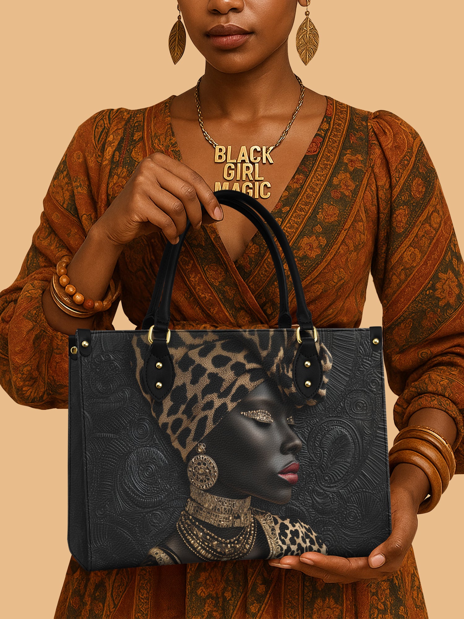 African Grace Premium Leather Handbag QR0XD454