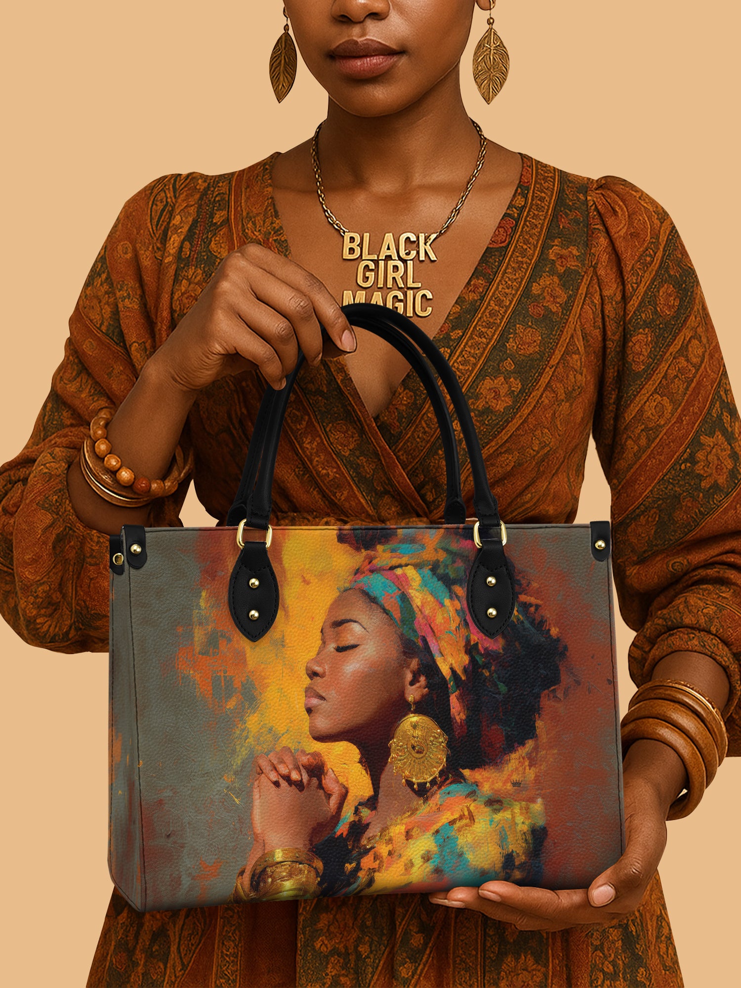 Soulful Prayer Premium Leather Handbag QR0HH089