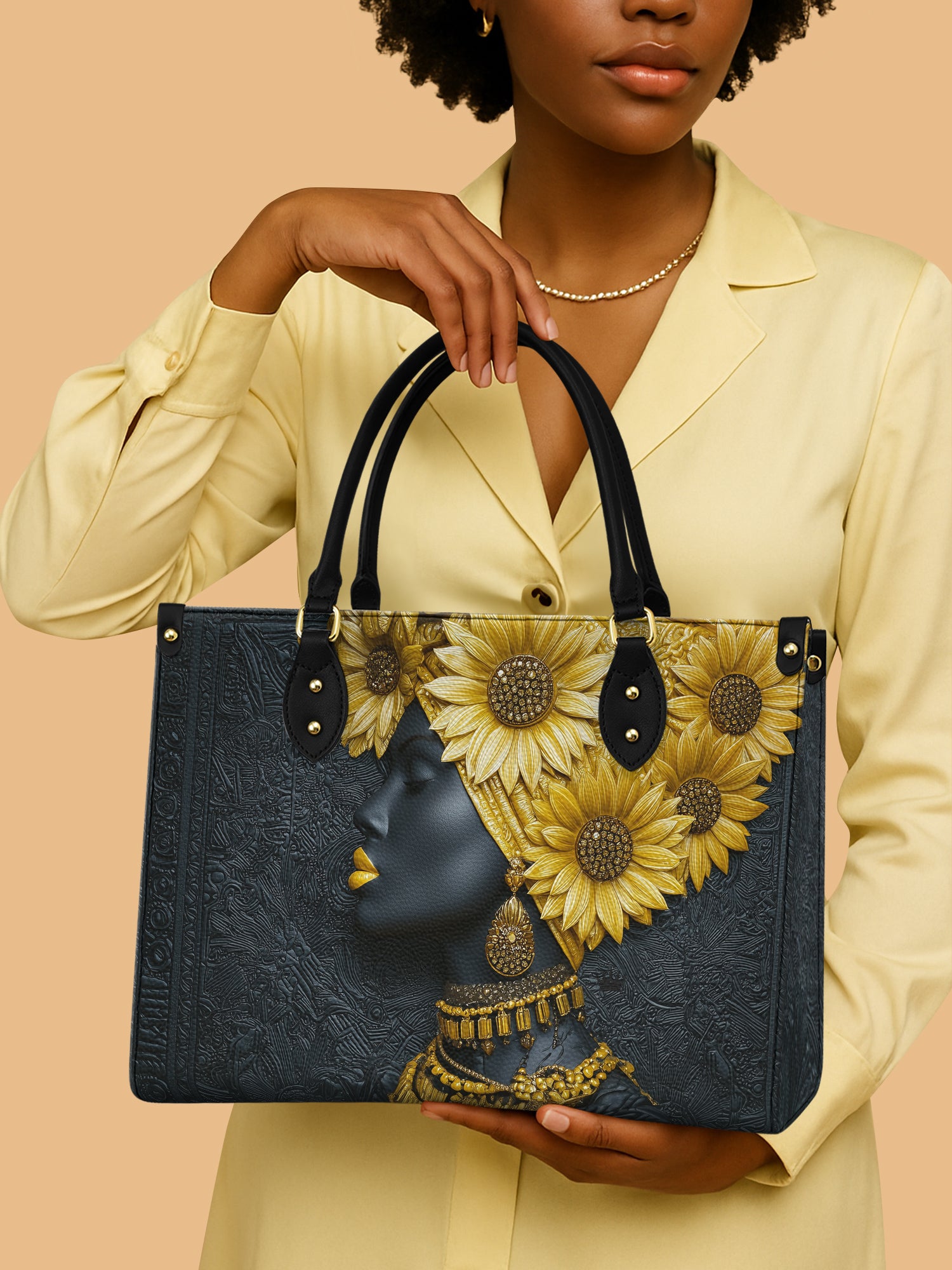 Sunflower Majesty Premium Leather Handbag QR0XD336