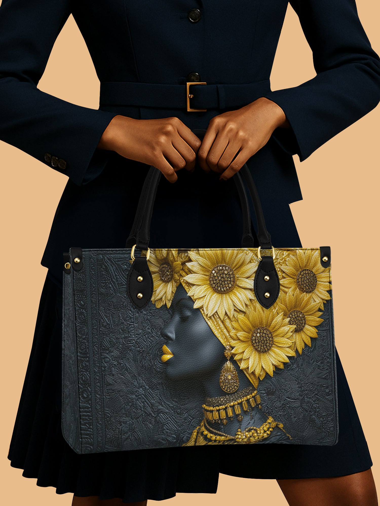 Sunflower Majesty Premium Leather Handbag QR0XD336