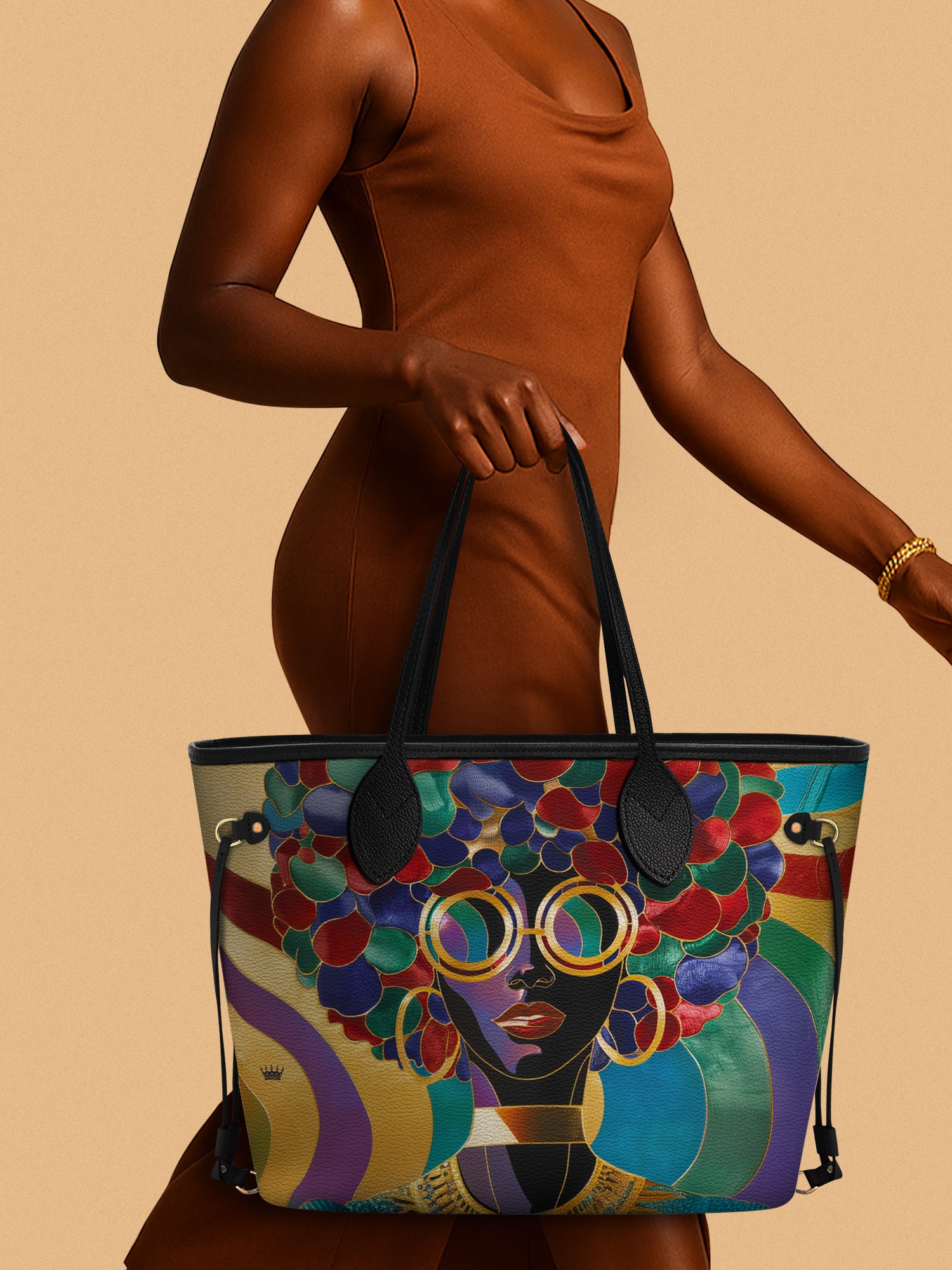 Afro Luxe Spiral Classic Shopper Tote QR0XD413