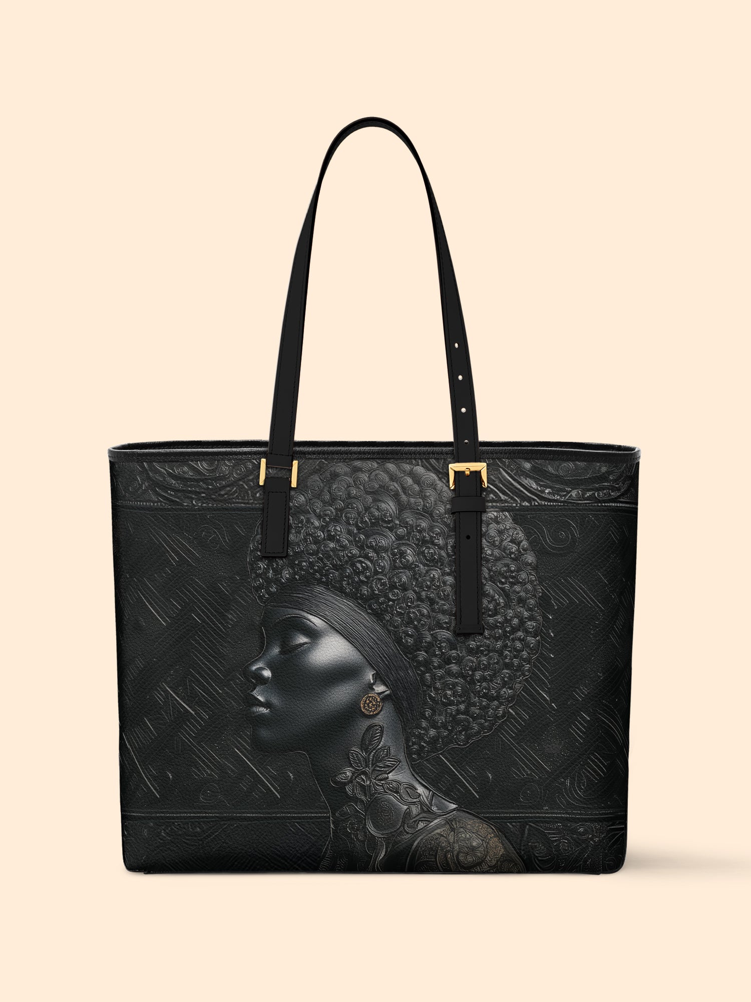 Crowned In Onyx Sleek Leather Tote QR0XD403