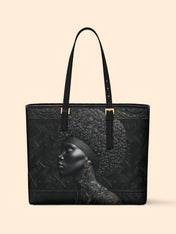 Crowned In Onyx Sleek Leather Tote QR0XD403