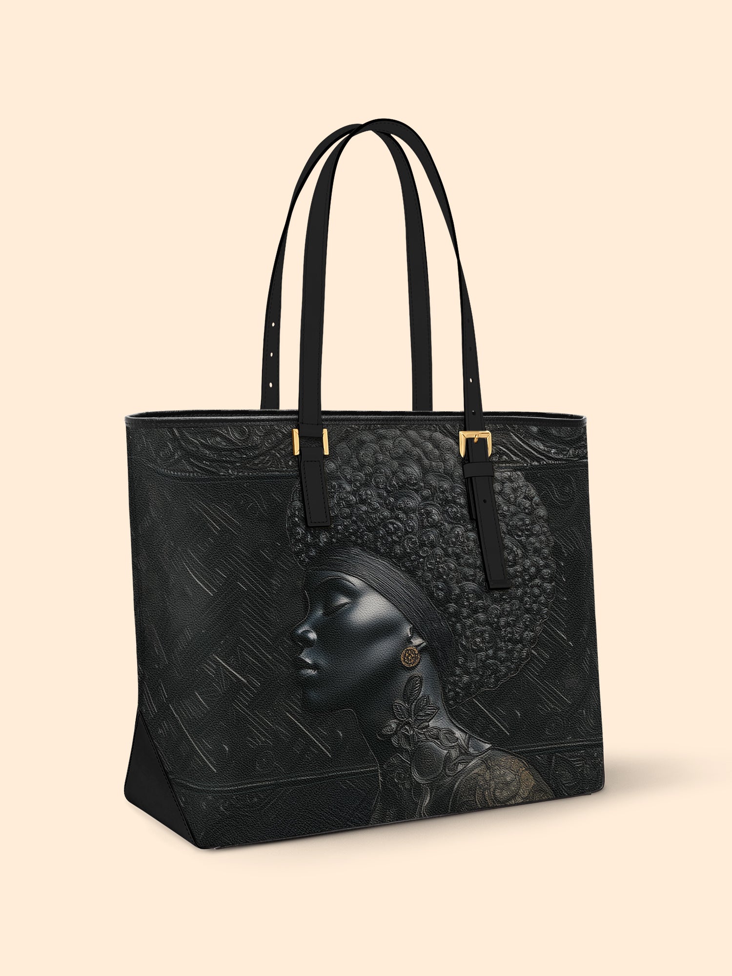 Crowned In Onyx Sleek Leather Tote QR0XD403
