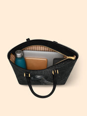 Crowned In Onyx Sleek Leather Tote QR0XD403