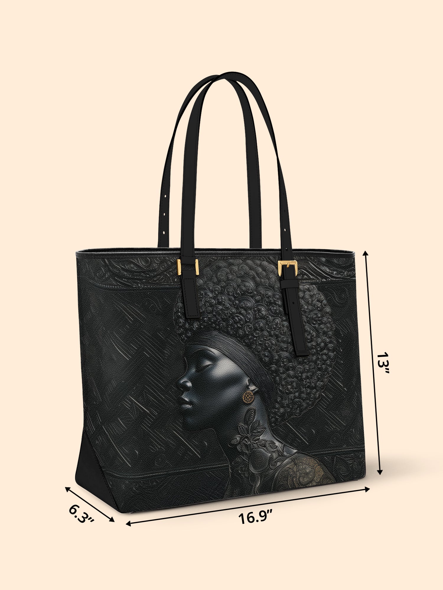 Crowned In Onyx Sleek Leather Tote QR0XD403