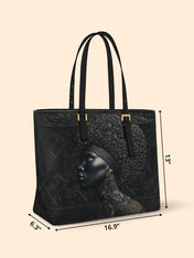 Crowned In Onyx Sleek Leather Tote QR0XD403
