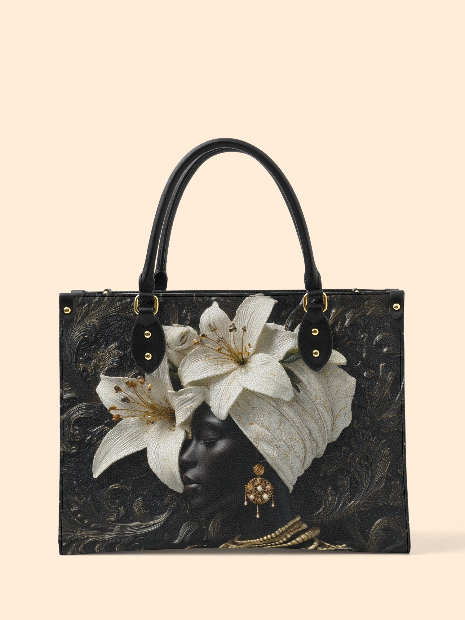 Ivory Lily Goddess Premium Leather Handbag QR0XD334