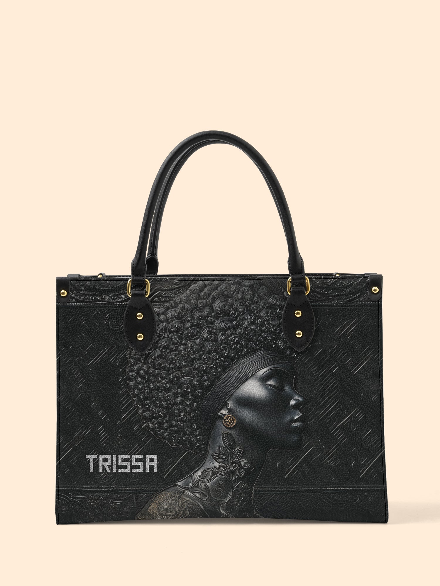 Crowned In Onyx Premium Leather Handbag