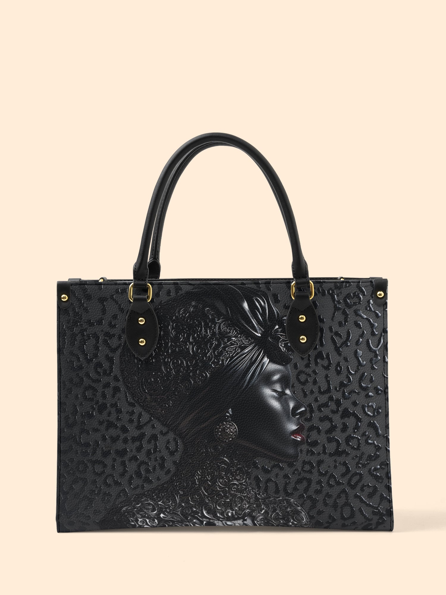 AfroGloss Leopard Premium Leather Handbag QR0XD463