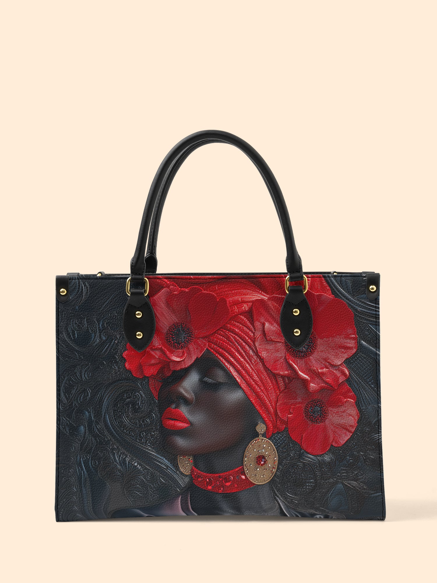 Crimson Poppy Crown Premium Leather Handbag QR0XD332