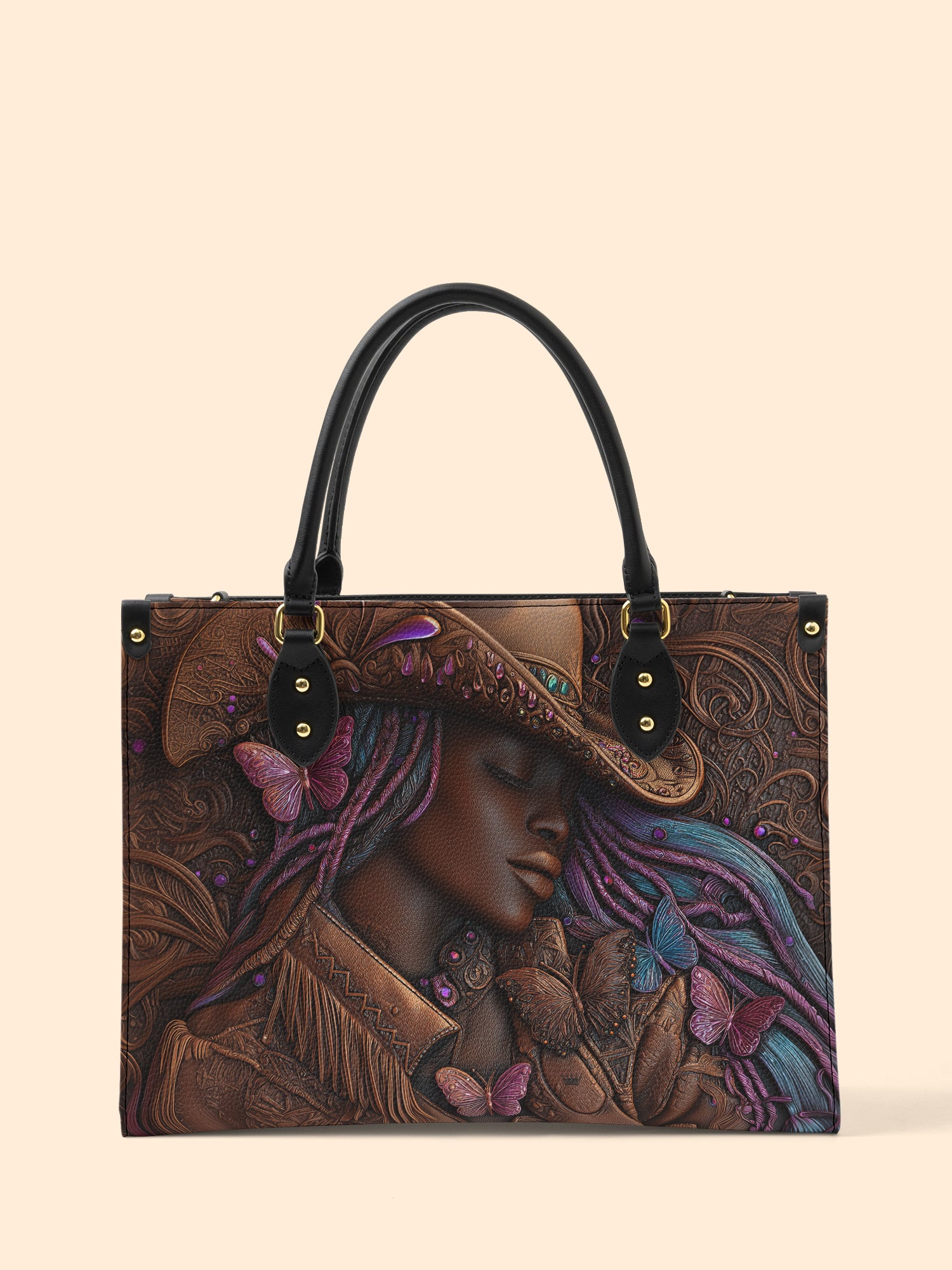 Purple Crown Premium Leather Handbag QR0TD227