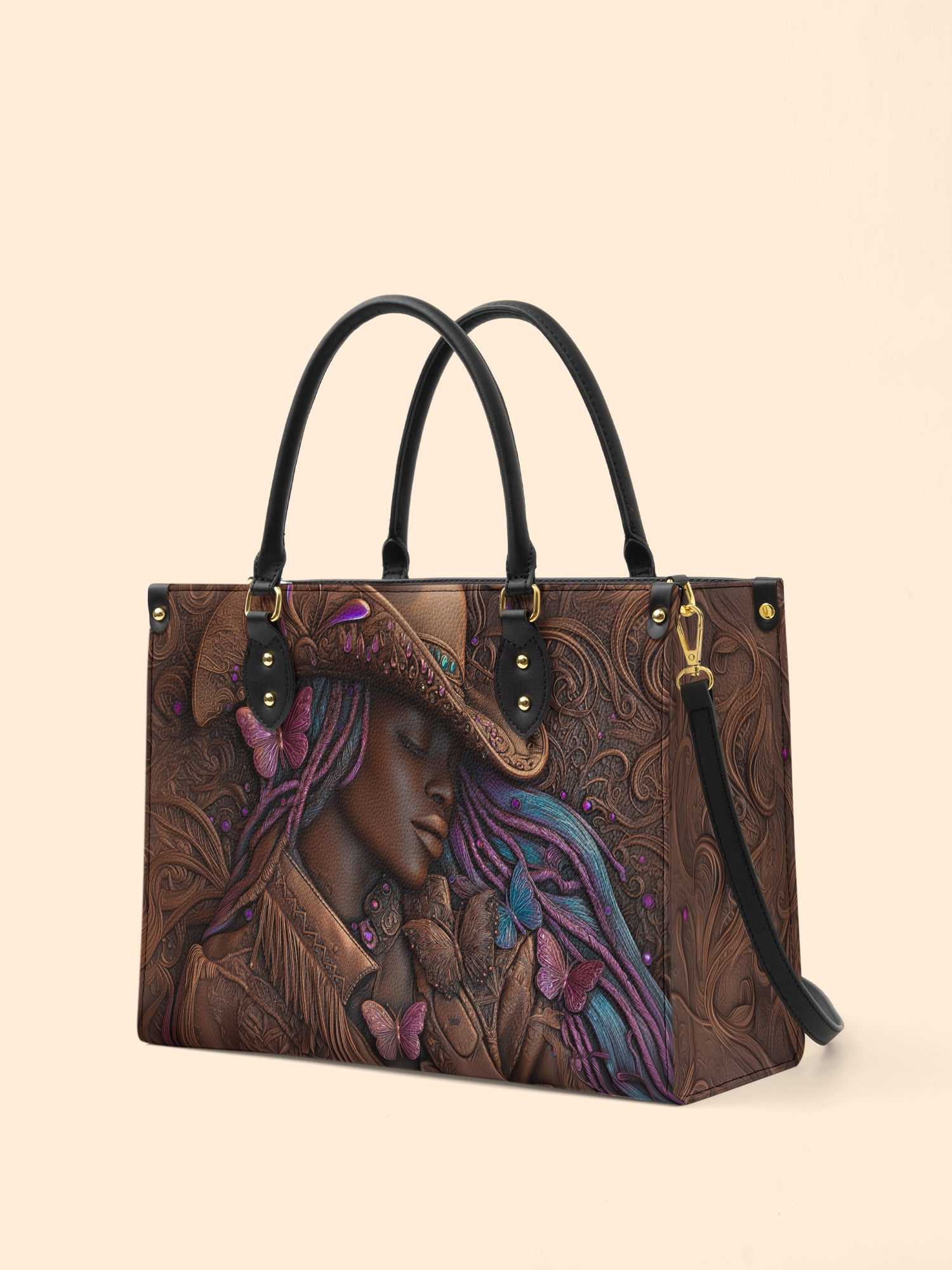 Purple Crown Premium Leather Handbag QR0TD227