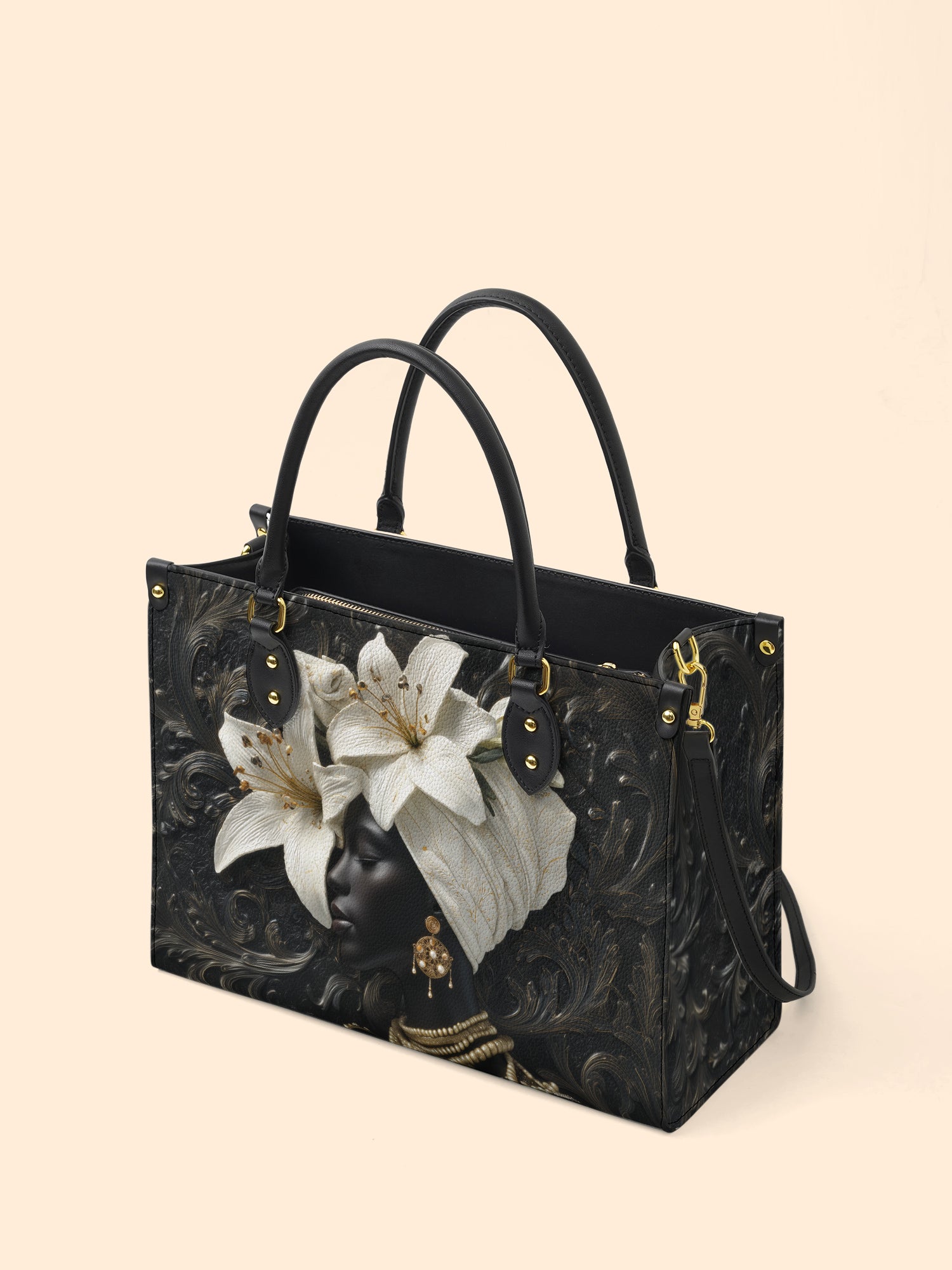 Ivory Lily Goddess Premium Leather Handbag QR0XD334