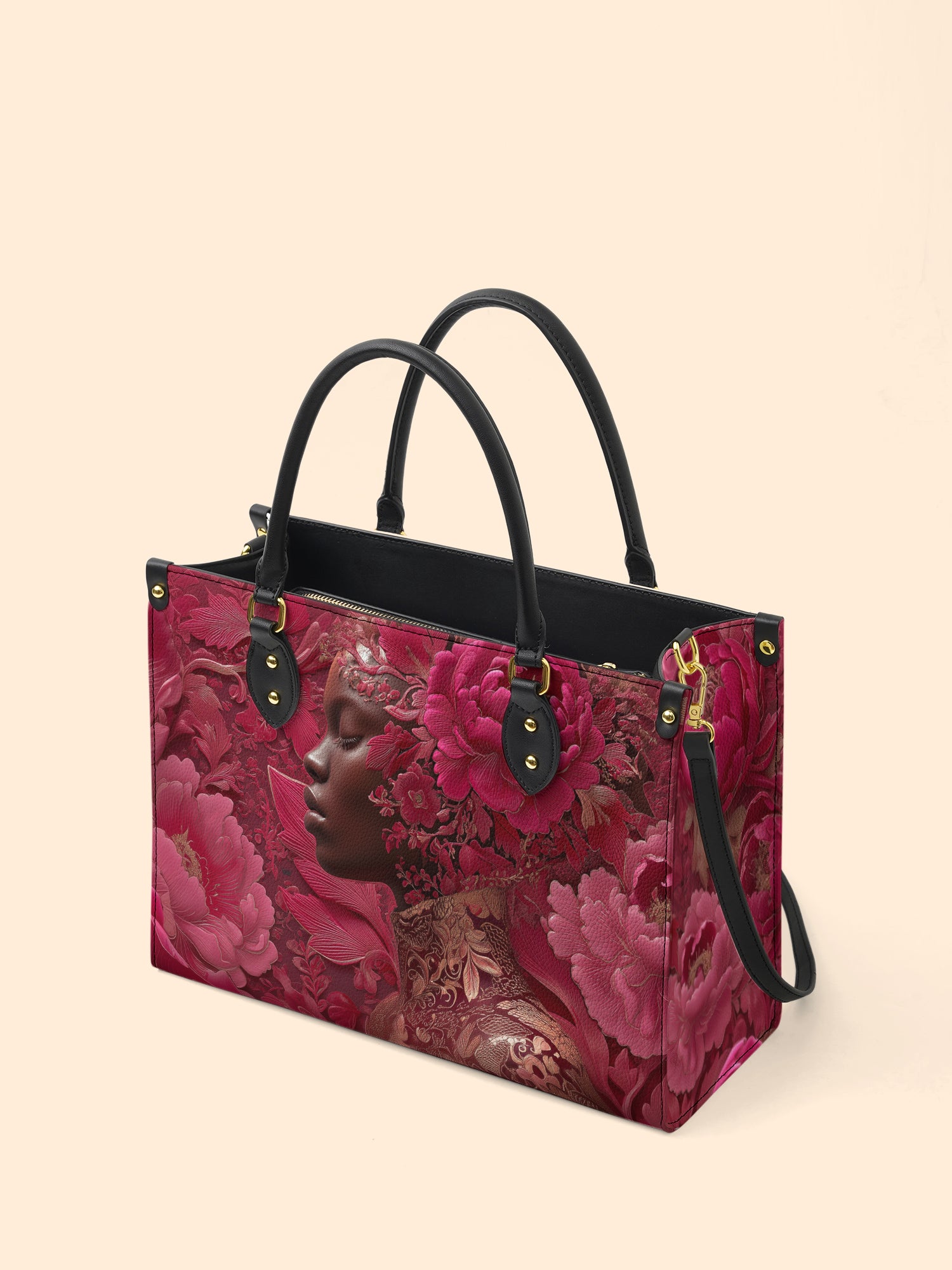 Peony Queen Premium Leather Handbag QR0HH129