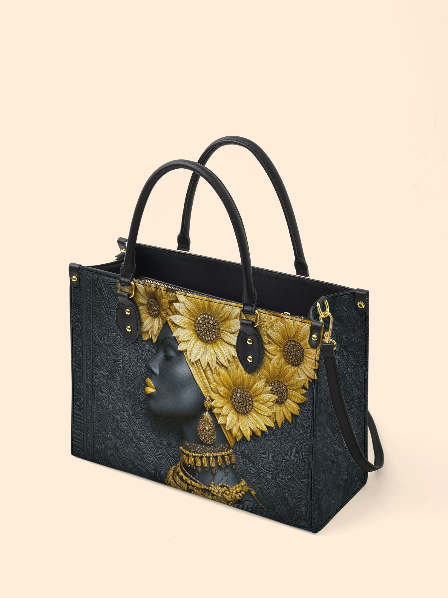 Sunflower Majesty Premium Leather Handbag QR0XD336