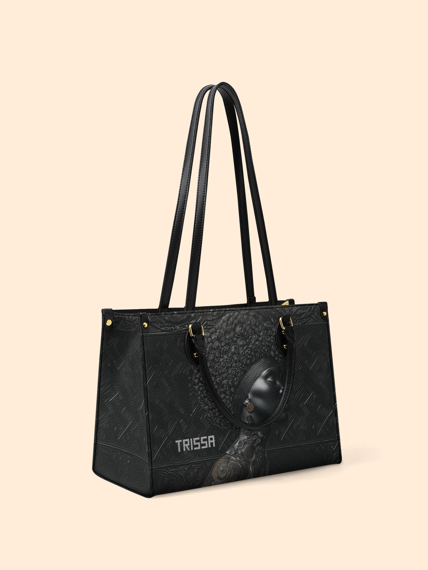 Crowned In Onyx Premium Leather Handbag