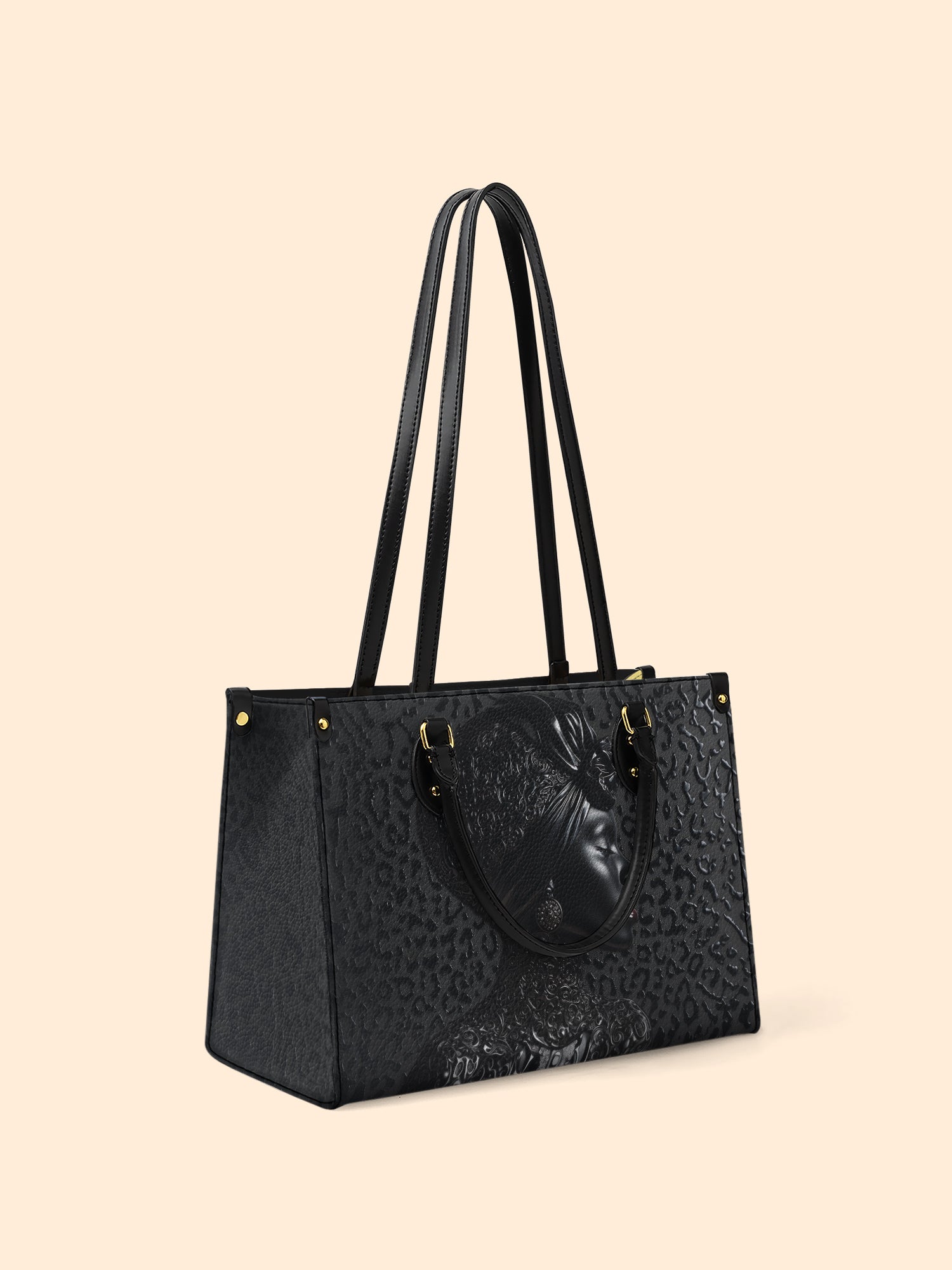 AfroGloss Leopard Premium Leather Handbag QR0XD463
