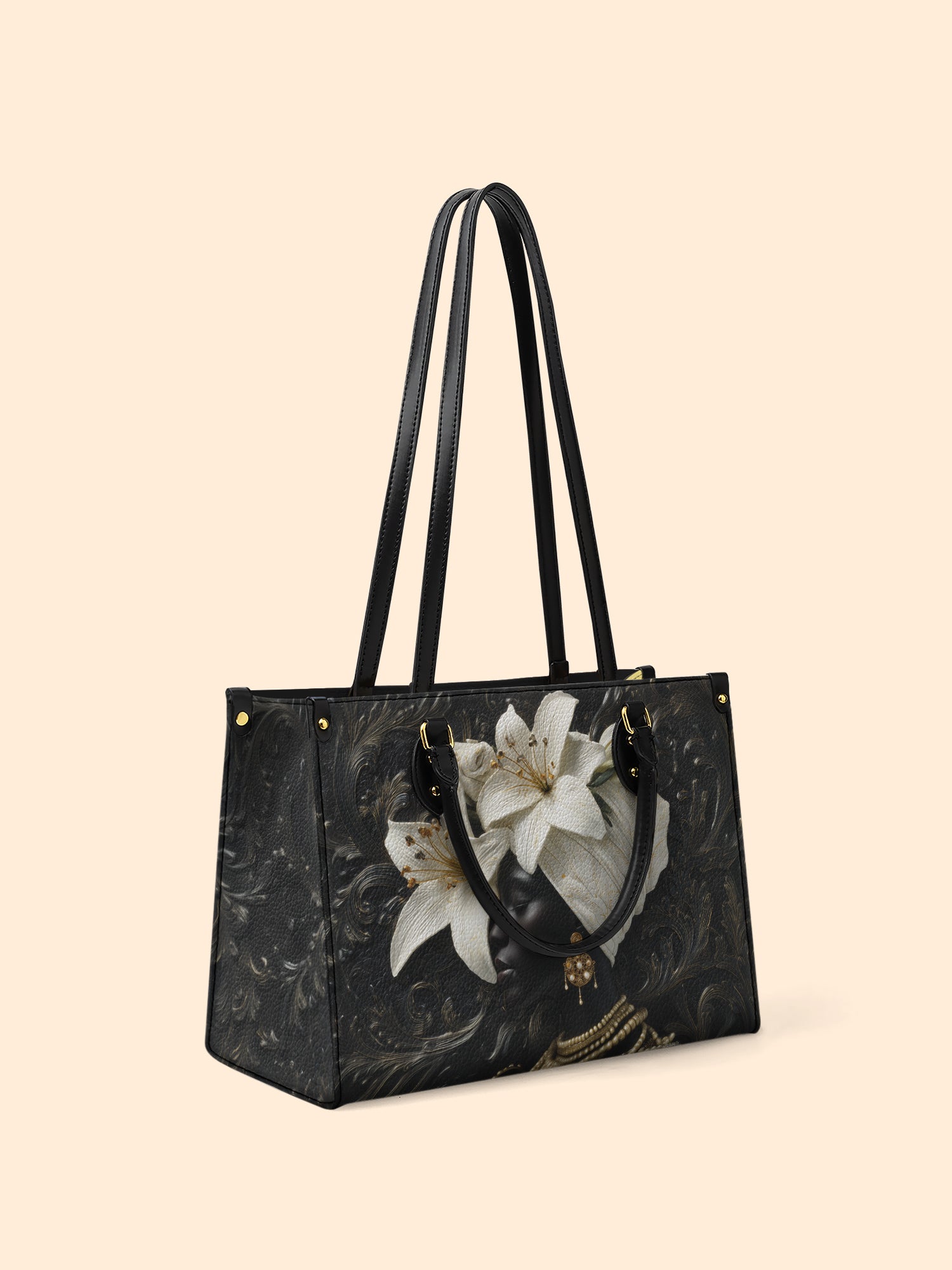 Ivory Lily Goddess Premium Leather Handbag QR0XD334