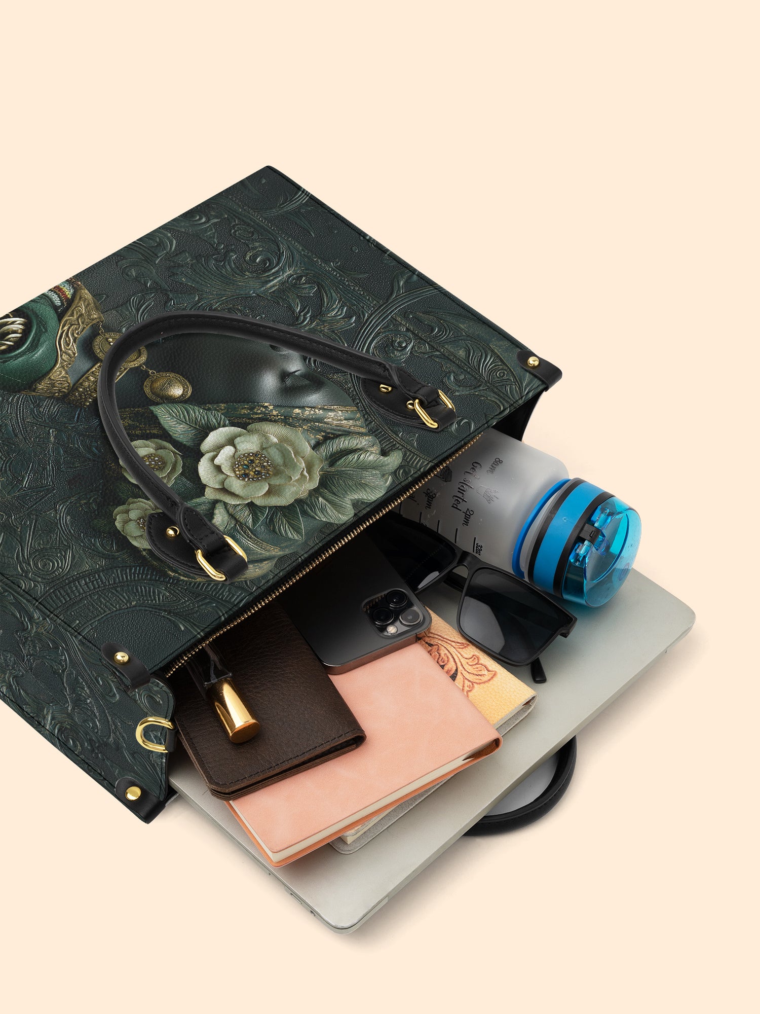 Emerald Cherokee Rose Premium Leather Handbag QR0XD333