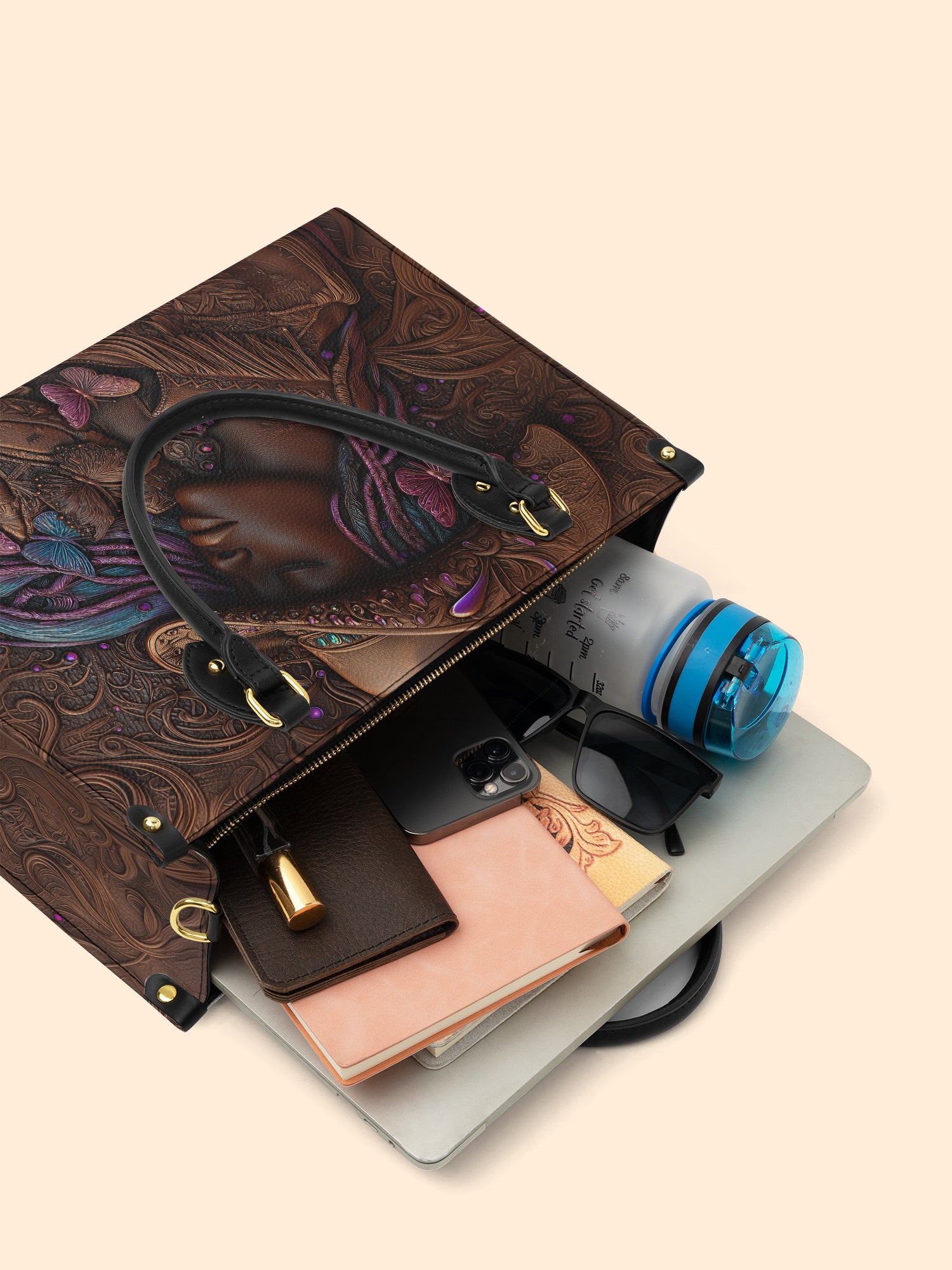 Purple Crown Premium Leather Handbag QR0TD227