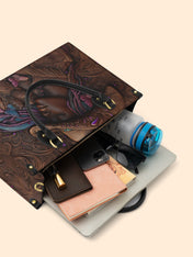 Purple Crown Premium Leather Handbag QR0TD227