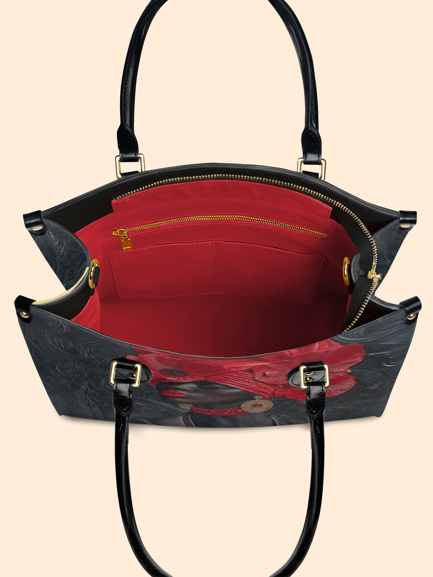 Crimson Poppy Crown Premium Leather Handbag QR0XD332