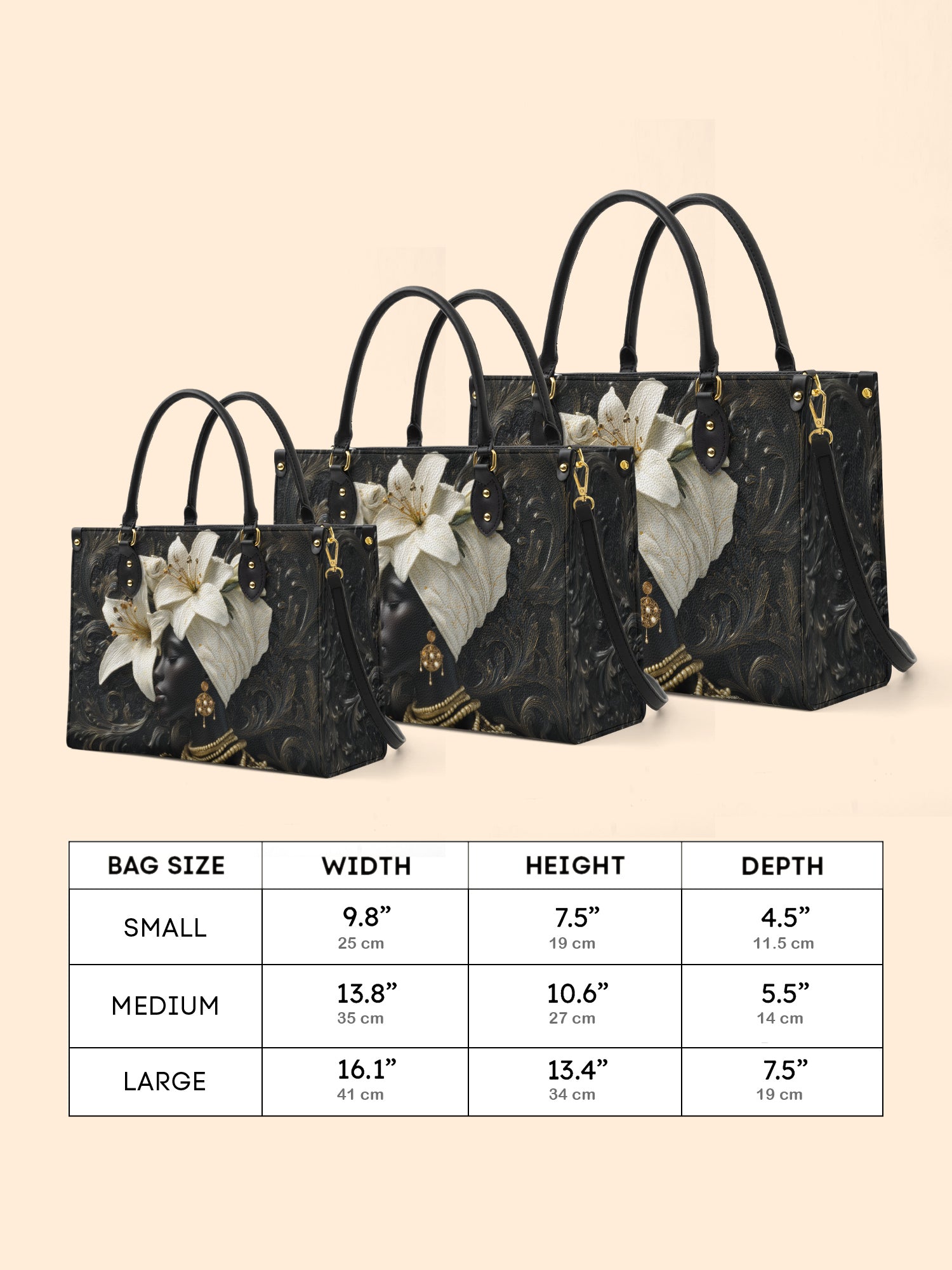 Ivory Lily Goddess Premium Leather Handbag QR0XD334