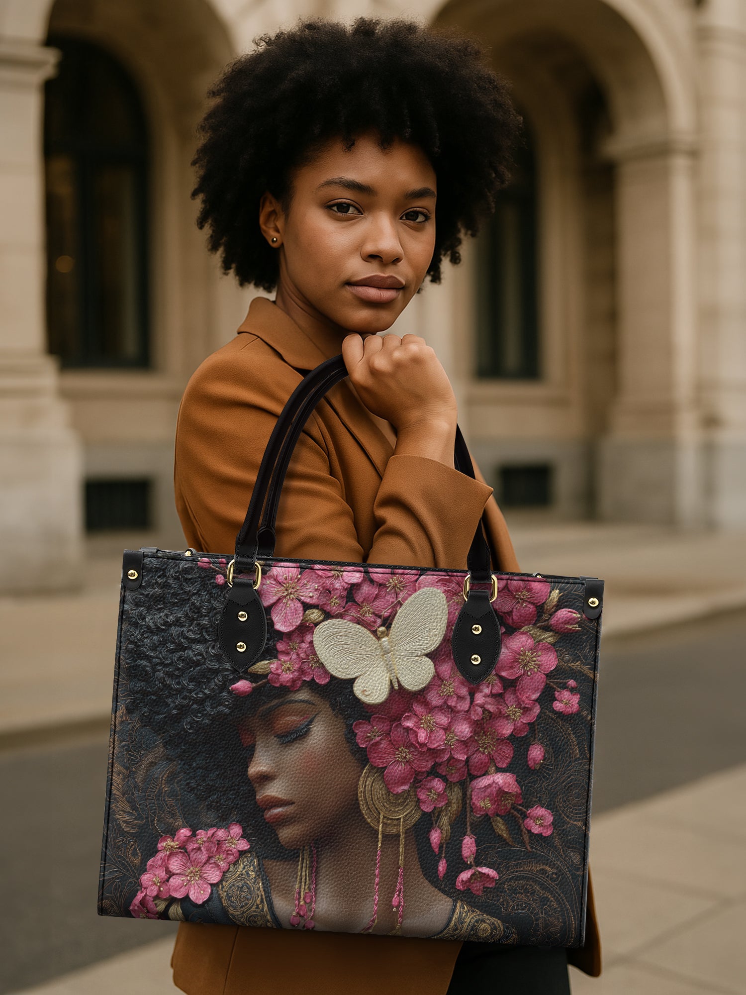 Blossom Queen Premium Leather Handbag QR0HH056