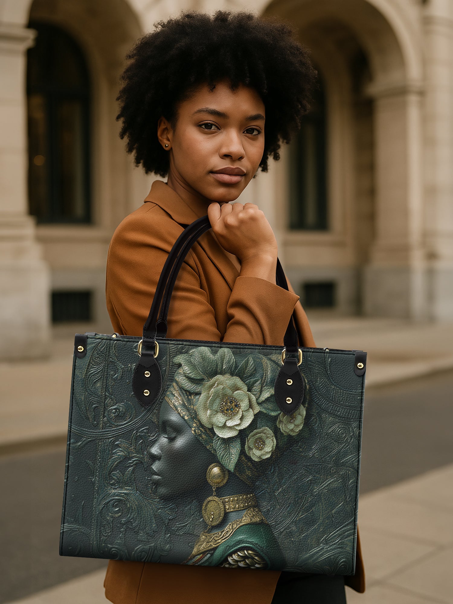 Emerald Cherokee Rose Premium Leather Handbag QR0XD333