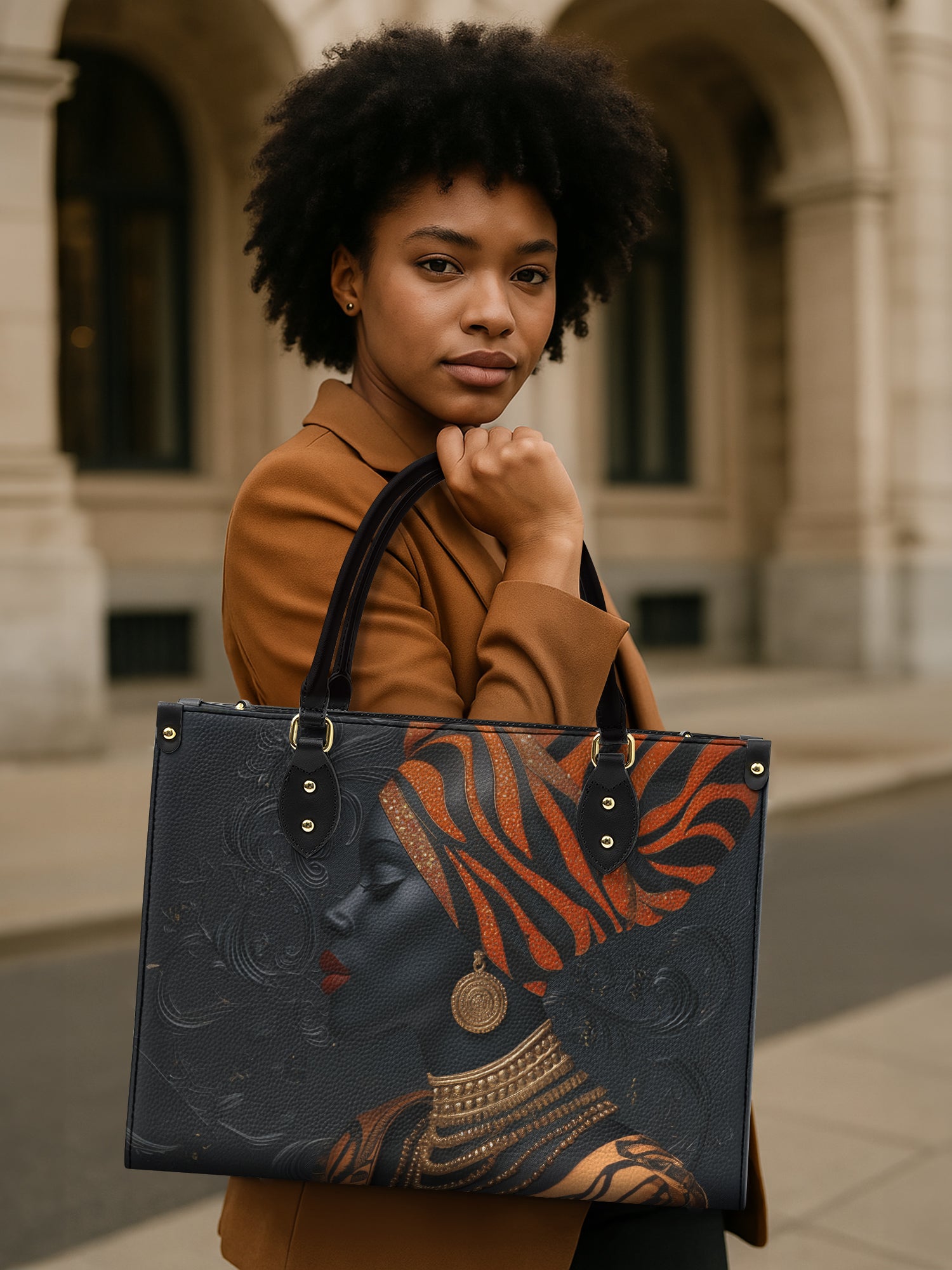 Adinkra Essence Premium Leather Handbag QR0XD456