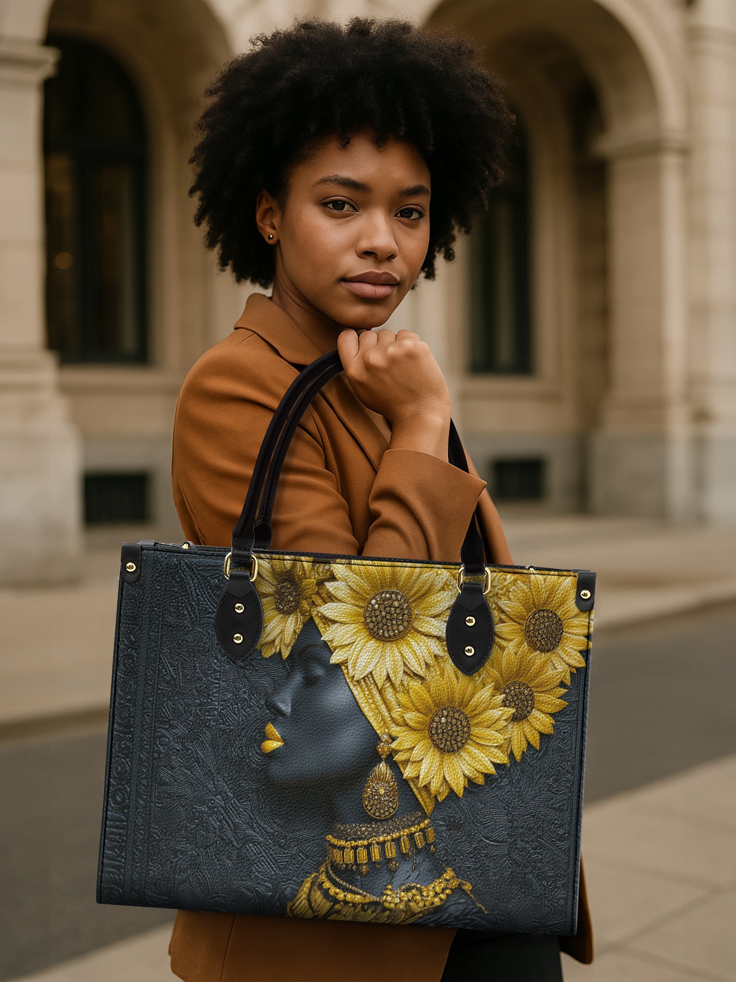 Sunflower Majesty Premium Leather Handbag QR0XD336