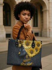 Sunflower Majesty Premium Leather Handbag QR0XD336