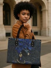 Bluebonnet Moon Empress Premium Leather Handbag QR0XD331