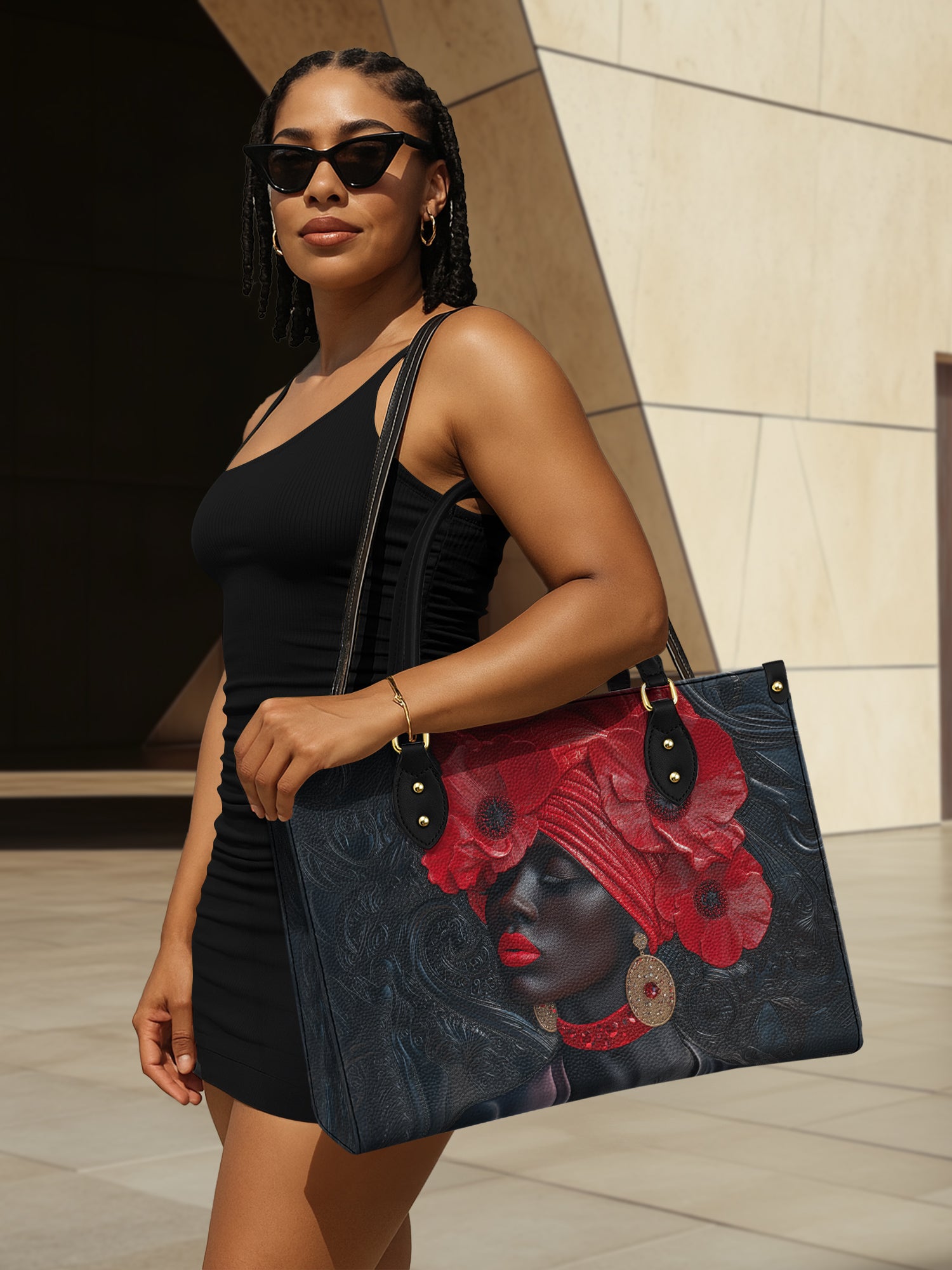 Crimson Poppy Crown Premium Leather Handbag QR0XD332