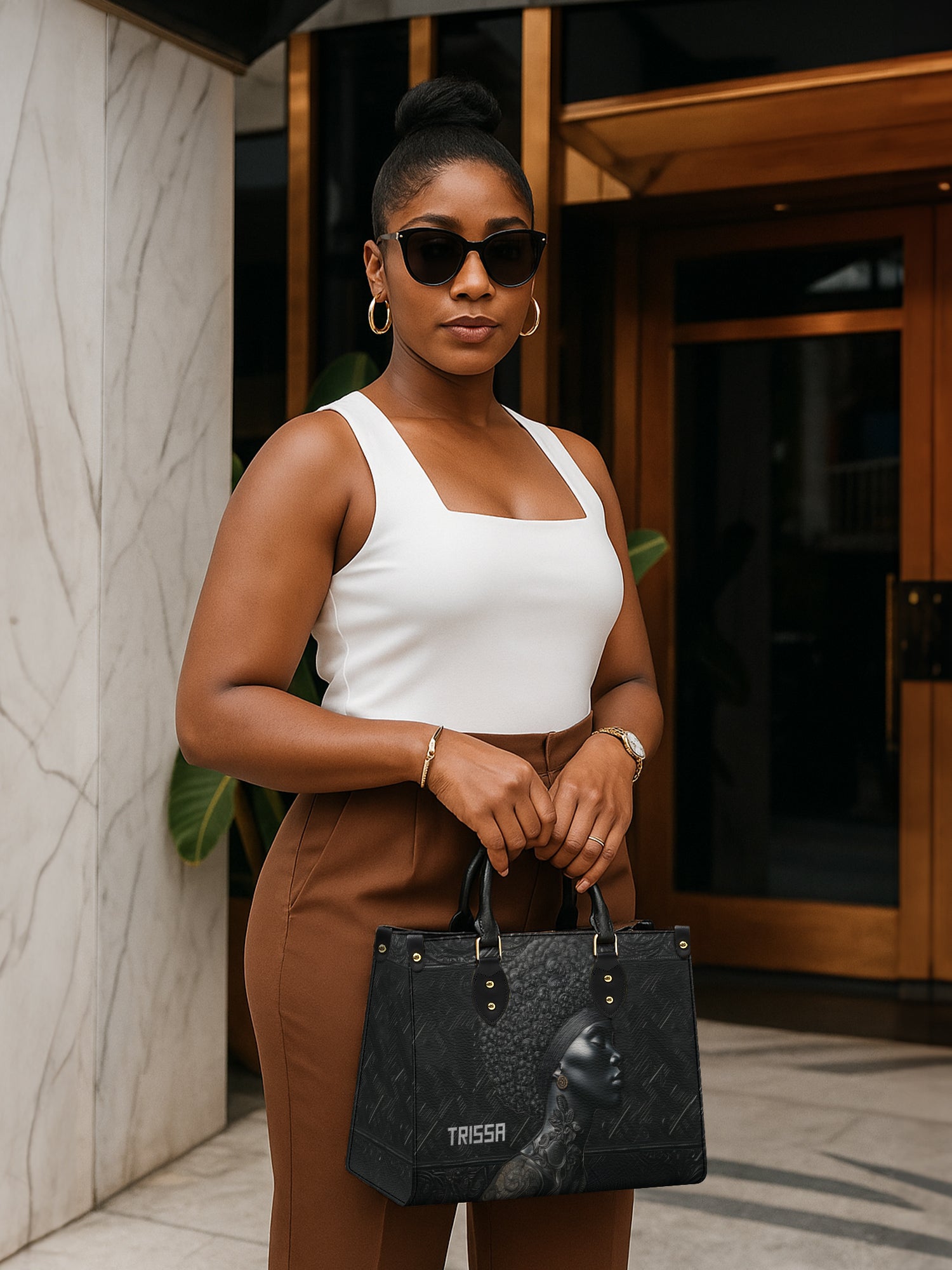 Crowned In Onyx Premium Leather Handbag