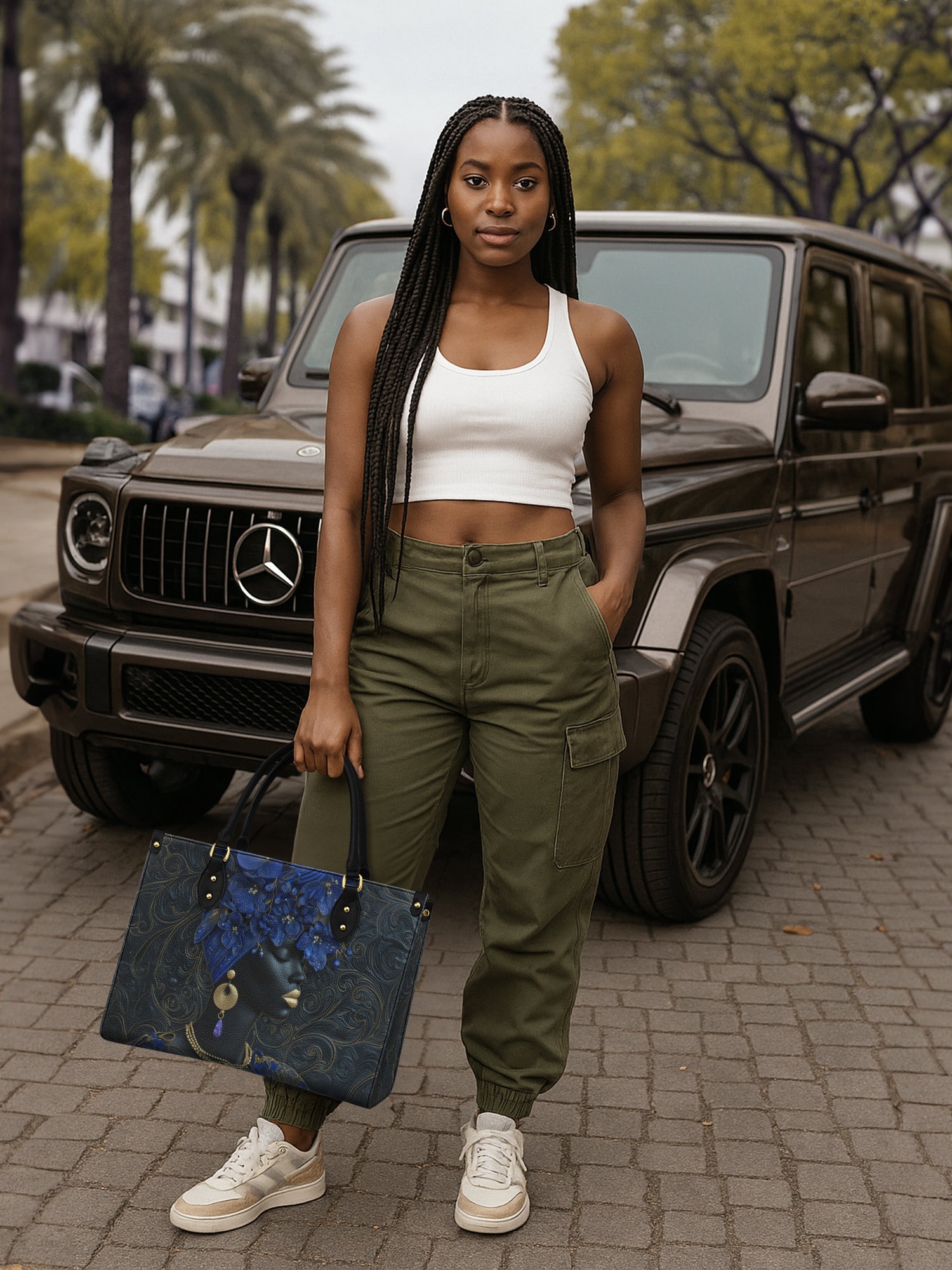 Bluebonnet Moon Empress Premium Leather Handbag QR0XD331