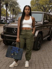 Bluebonnet Moon Empress Premium Leather Handbag QR0XD331