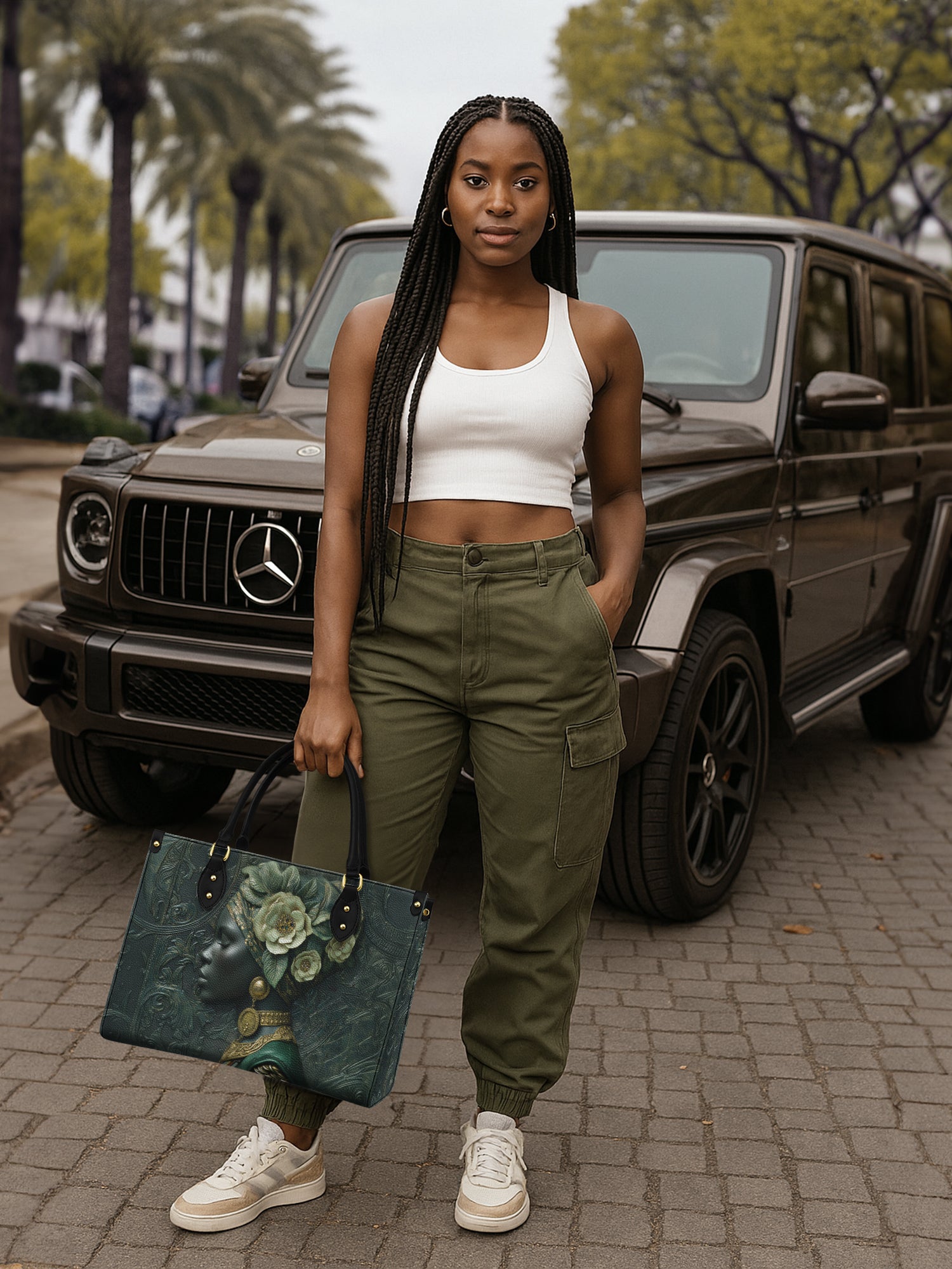 Emerald Cherokee Rose Premium Leather Handbag QR0XD333