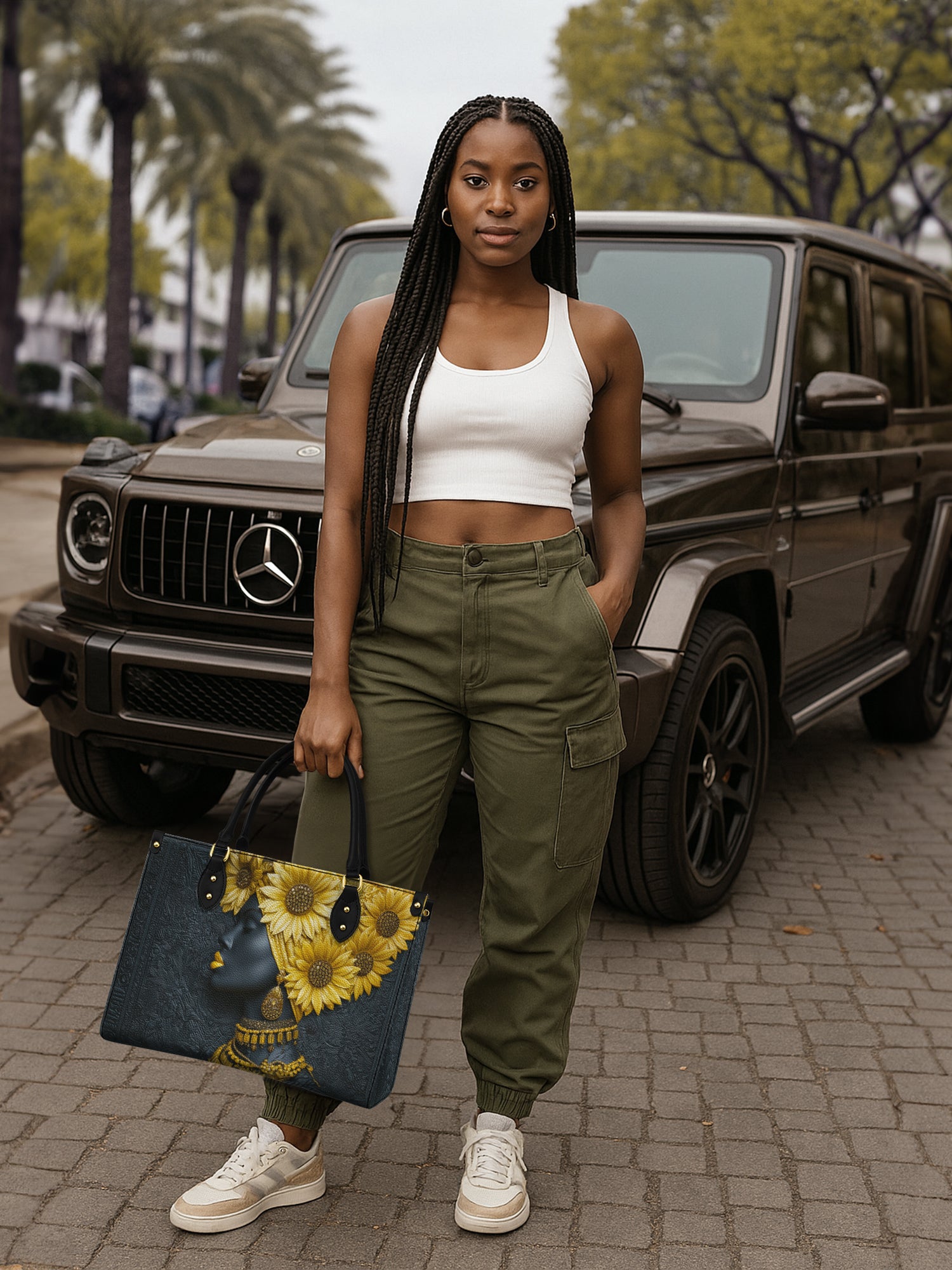 Sunflower Majesty Premium Leather Handbag QR0XD336