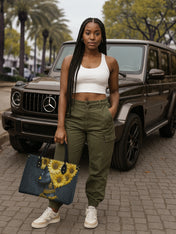 Sunflower Majesty Premium Leather Handbag QR0XD336