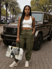 Symphony In Stripes Premium Leather Handbag QR0TV128