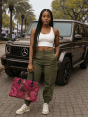 Peony Queen Premium Leather Handbag QR0HH129