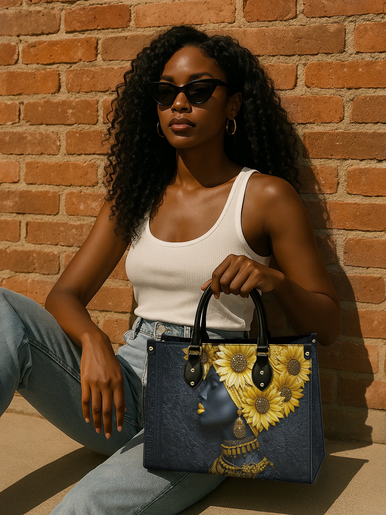 Sunflower Majesty Premium Leather Handbag QR0XD336