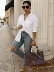 Purple Crown Premium Leather Handbag QR0TD227