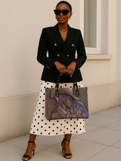 Purple Crown Premium Leather Handbag QR0TD227