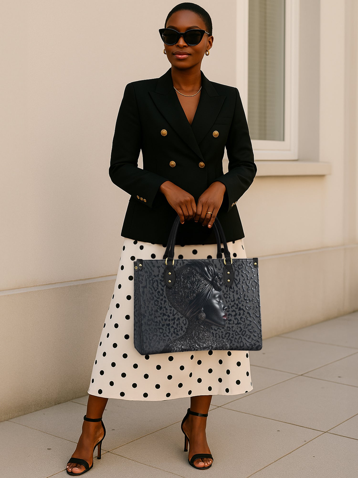 AfroGloss Leopard Premium Leather Handbag QR0XD463