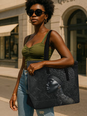 Crowned In Onyx Sleek Leather Tote QR0XD403