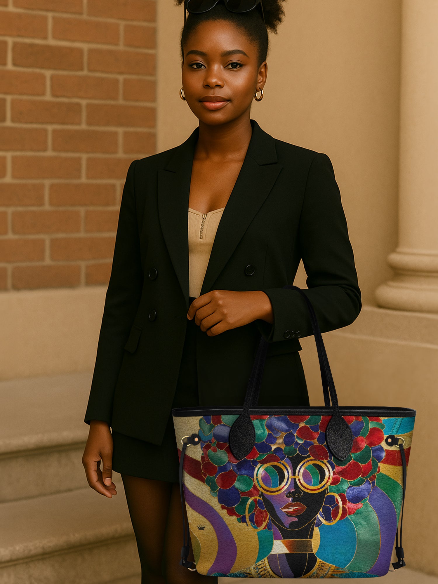 Afro Luxe Spiral Classic Shopper Tote QR0XD413