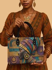 Afro Tapestry Premium Leather Handbag QR0TV058